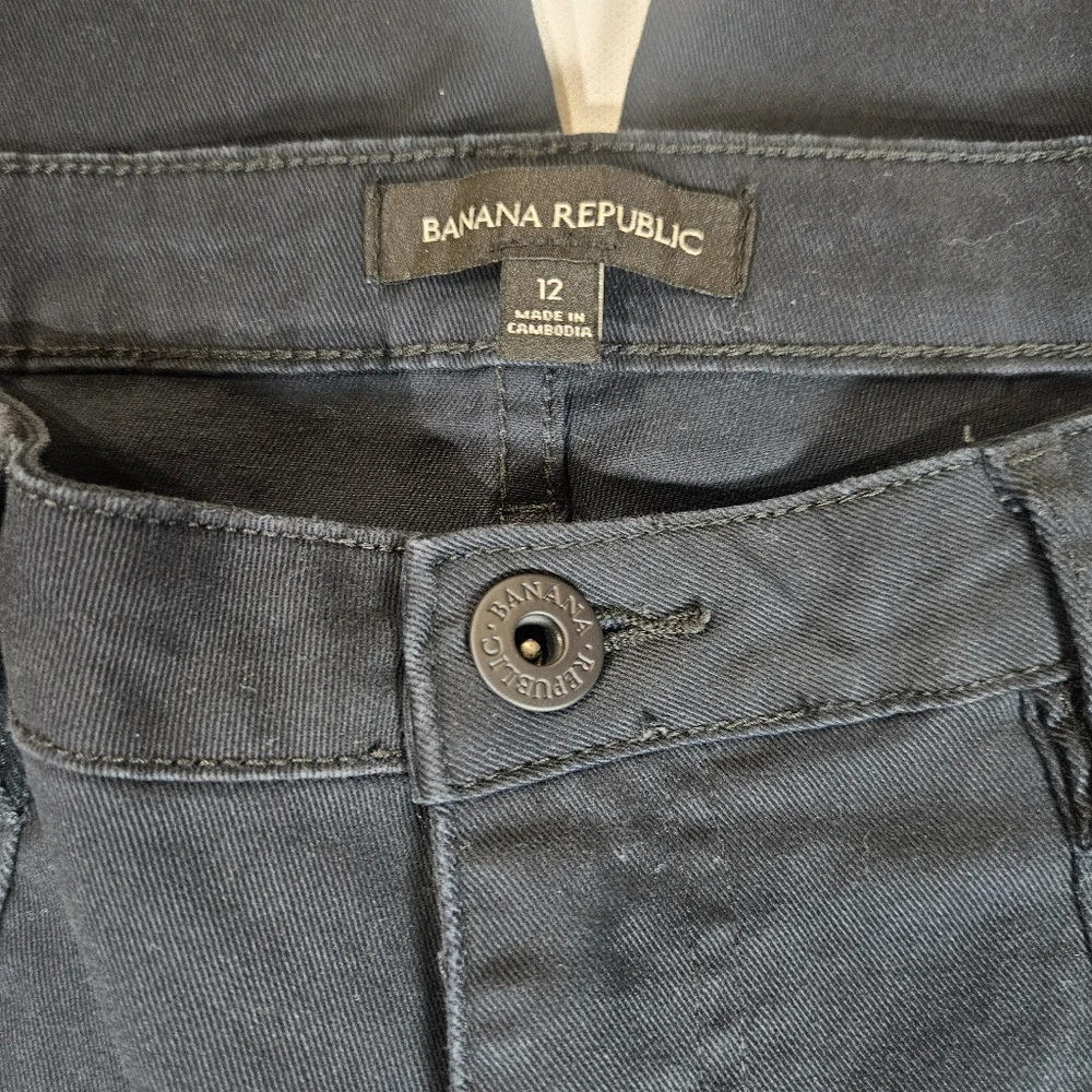 Banana Republic Chino Pants Womens 12 Navy Blue‎ High Rise Straight Leg Casual